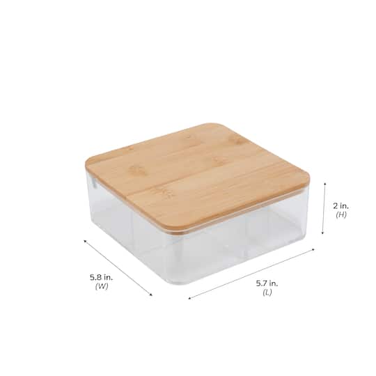Simplify Bamboo Lid & Mirror Clear 3 Compartment Organizer